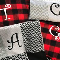 plaid scarves with monograms